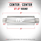 Universal Muffler/Silencer 2.5" C/C Round 6" x 27" | Magnaflow #12640